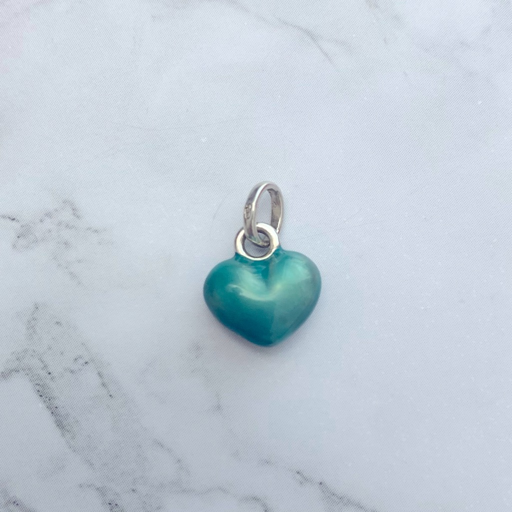 Euc Links Of London Sterling Silver Turquoise Enamel Heart Charm